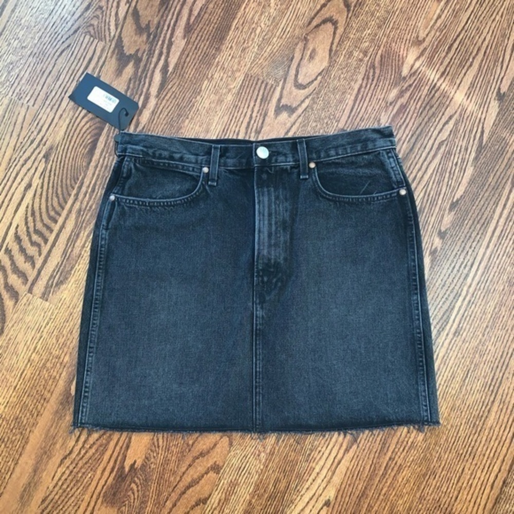 Rag & Bone Moss gray jean skirt frayed hem 32